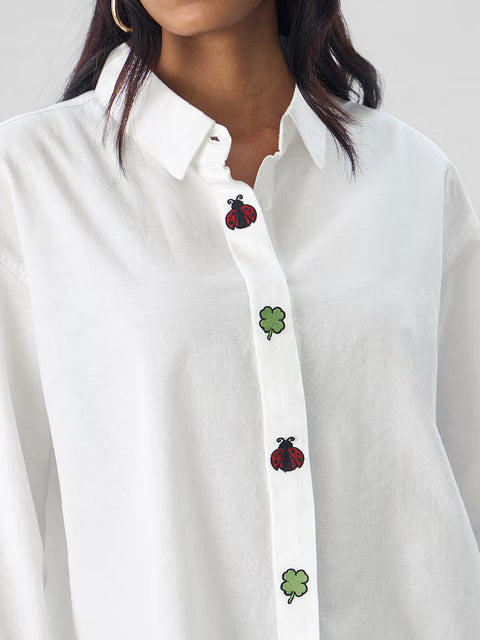 Lady Luck Cotton Linen Women Boyfriend Shirts