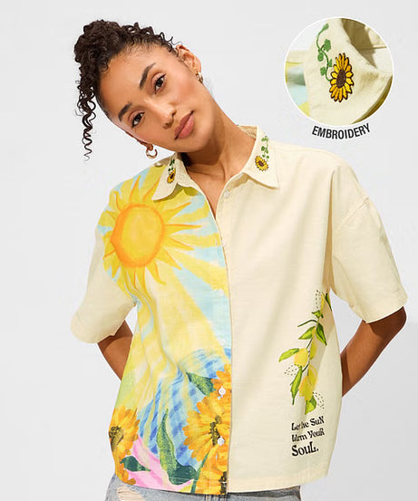 Cotton Linen Sunshine Women Holiday Shirts
