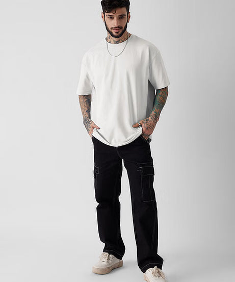 Solids Eggshell White Oversized T-Shirts