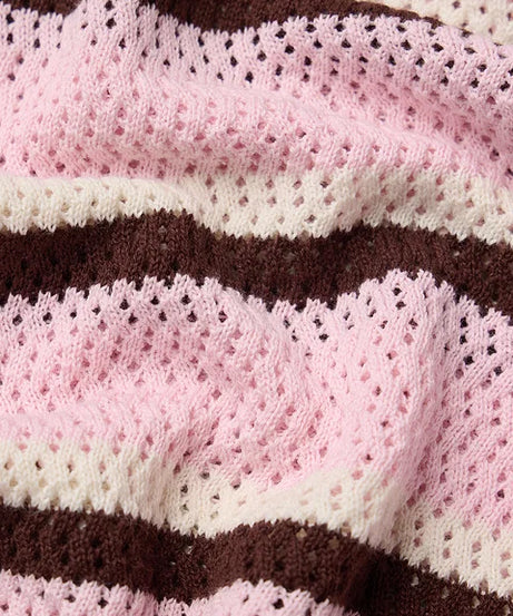 Open Knit T-Shirt Pink Panther Women Relaxed Fit