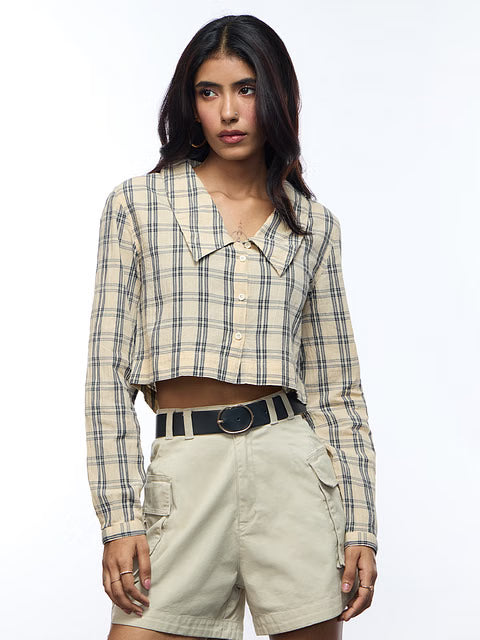 Textured  Birch Women Cropped Shirts