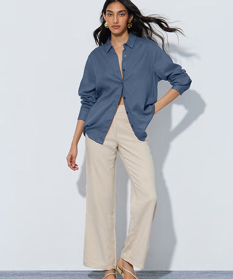 Lyocell Linen Indigo Haze Women Shirts