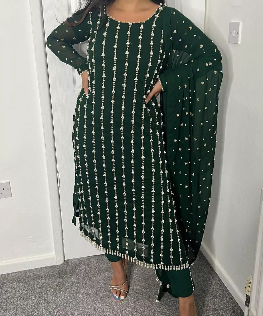 Full Stitched Faux Georgette Top Pant & Dupatta