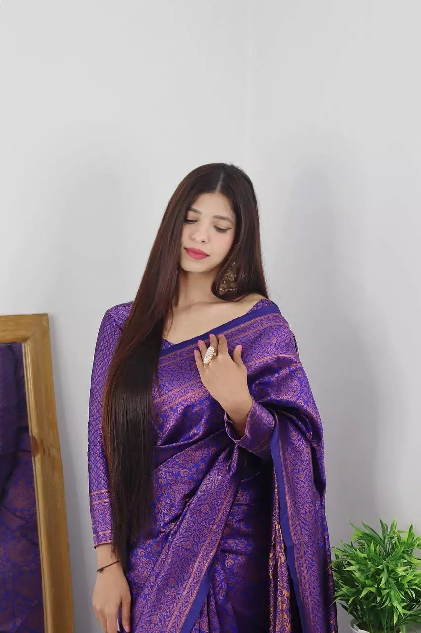 Designer Wedding Banarasi Soft Silk Saree With Blouse