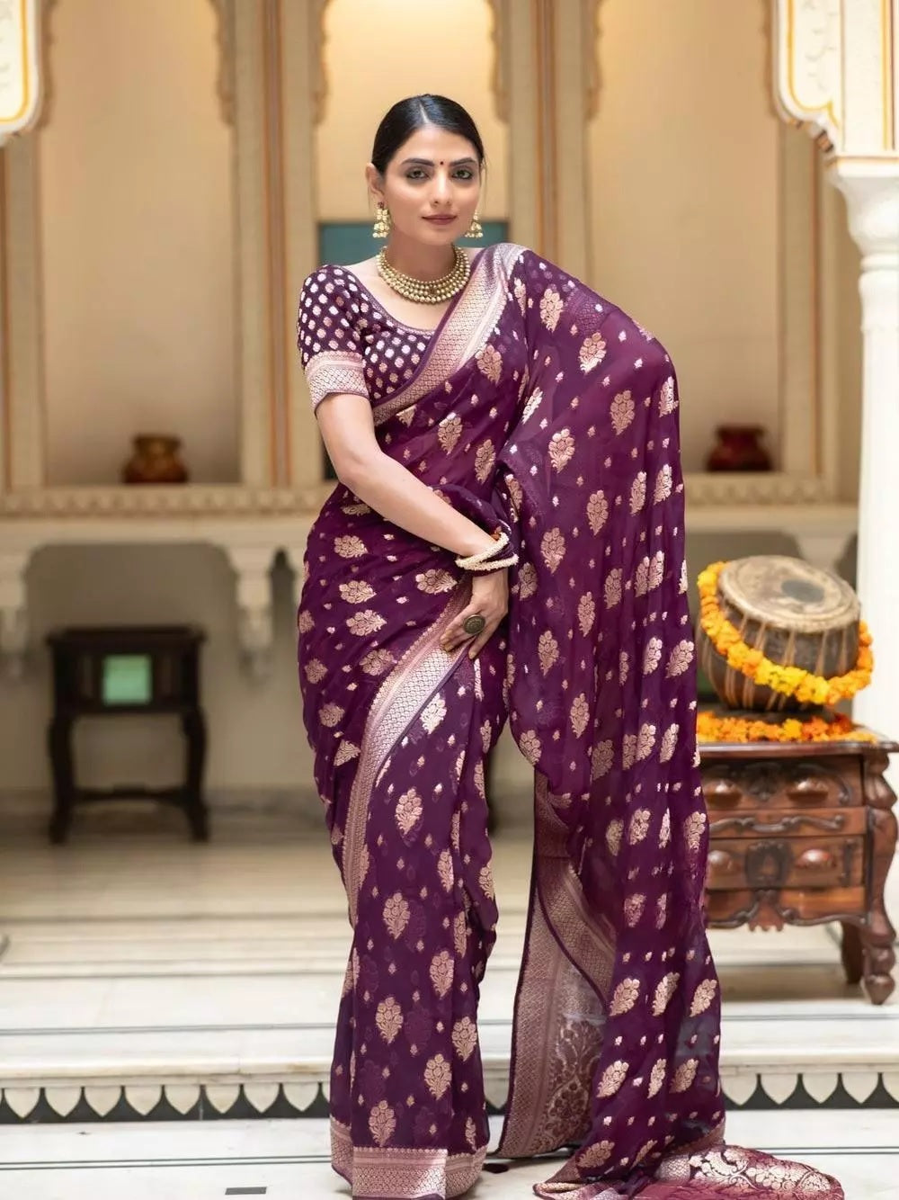 Women's Banarasi Soft Silk Saree With Blouse