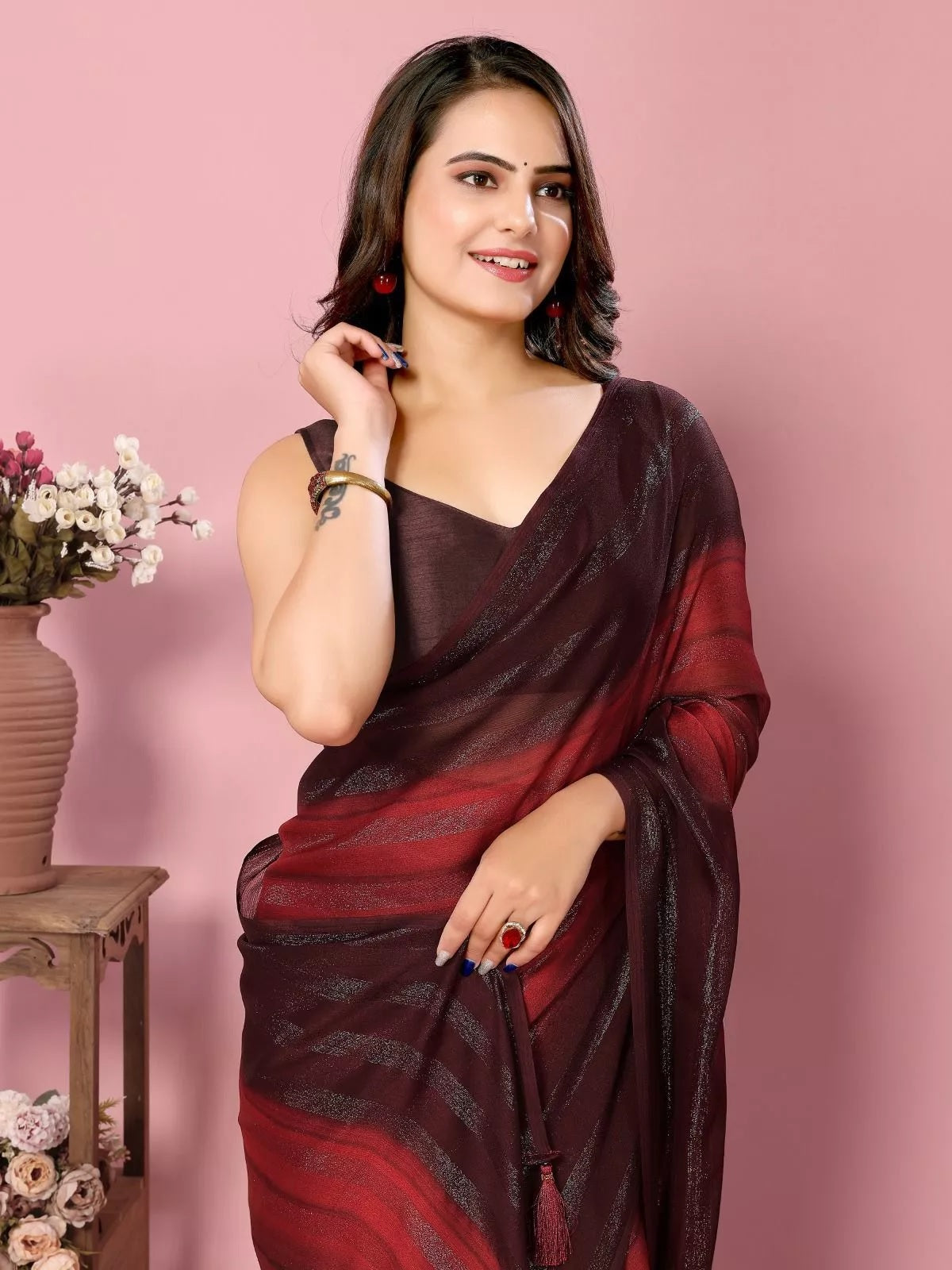 Traditional Rangoli Zari Silk Saree Blouse