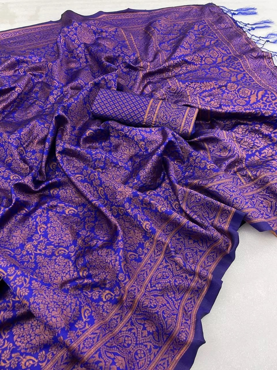 Designer Wedding Banarasi Soft Silk Saree With Blouse
