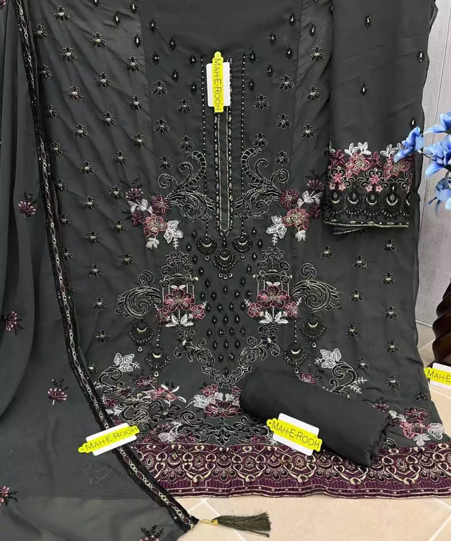 Georgette With Embroidery Stitched Work Salwar Kameez Suit