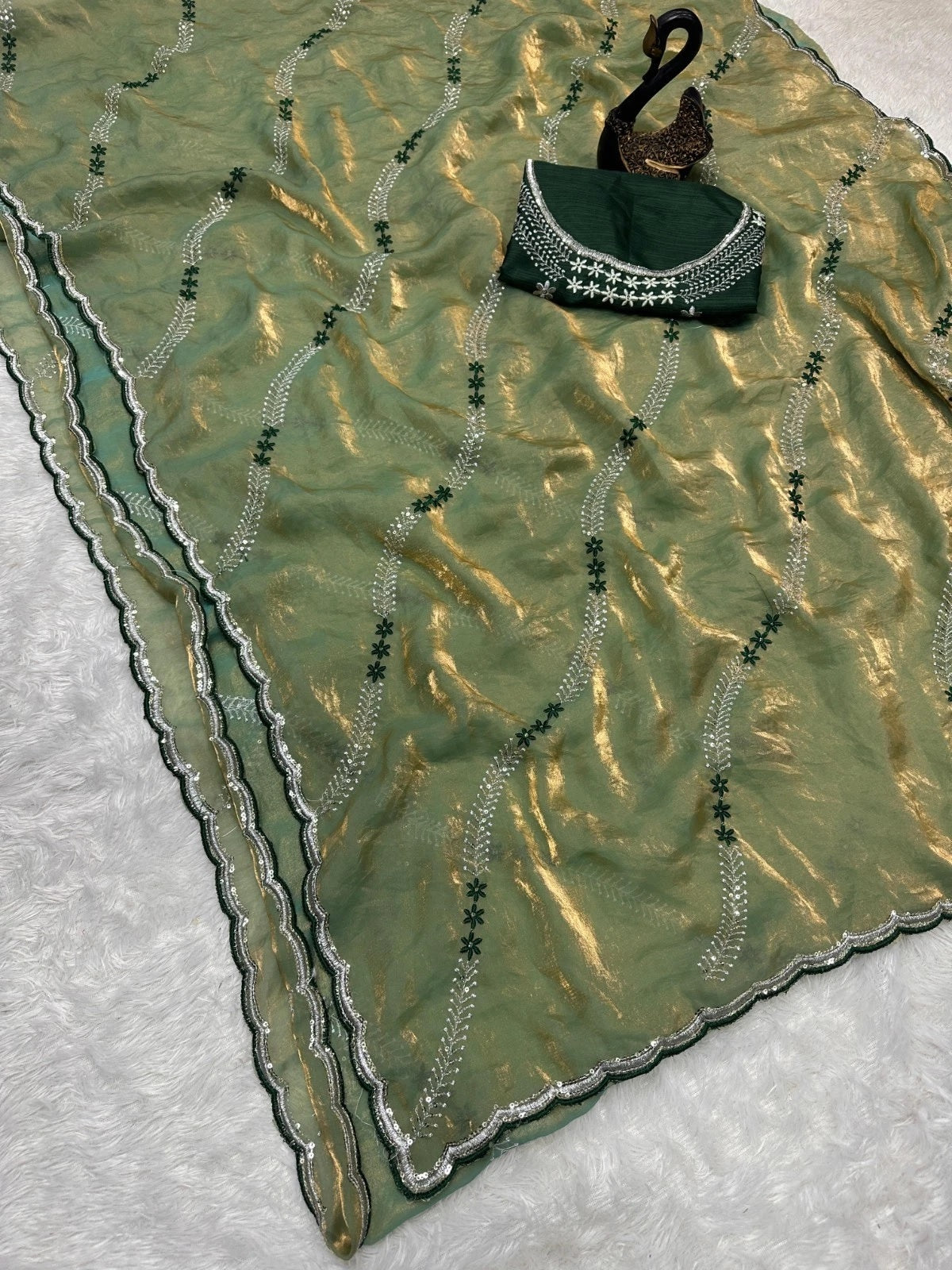 Soft Space Silk Beautiful Designer Light Color's Sari With Blouse