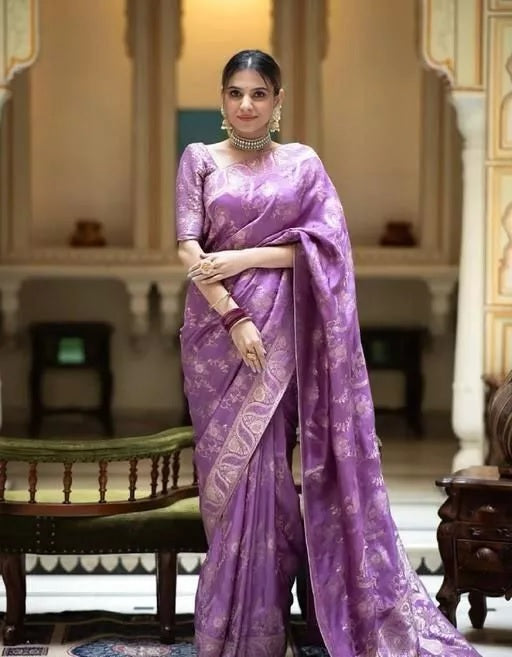 Soft Lichi Silk Indian Party Wear Sari With Blouse