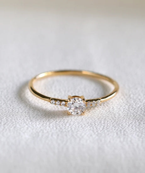 Round Cut Sterling Silver Engagement Ring