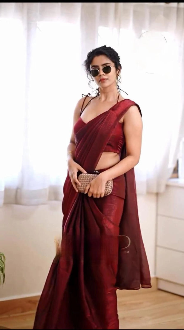 Space Silk Classic Saree, Fancy Party Wear Sari & Blouse