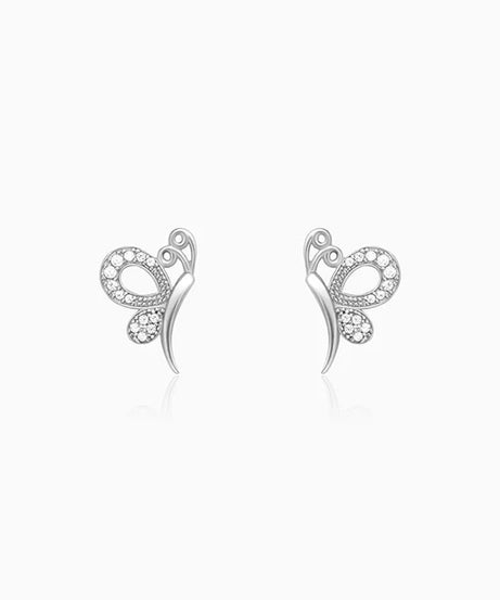 Silver Love Like A Butterfly Studs