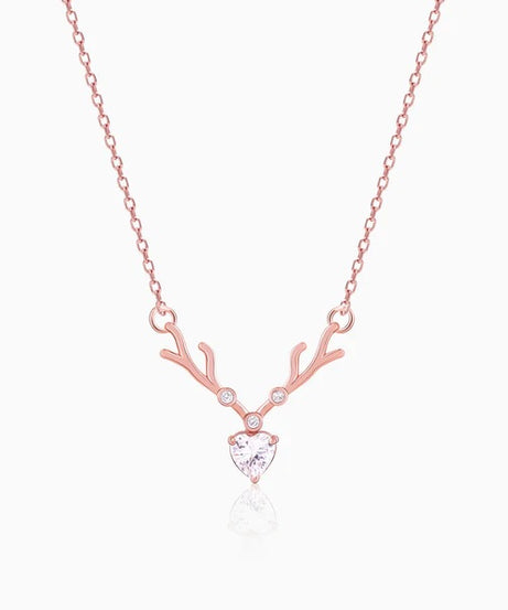 Rose Gold Deer Heart Necklace