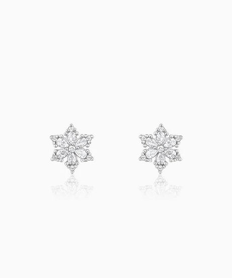 Silver Flowery Snowflake Studs