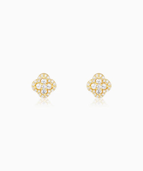 Golden Pansy Flower Earrings