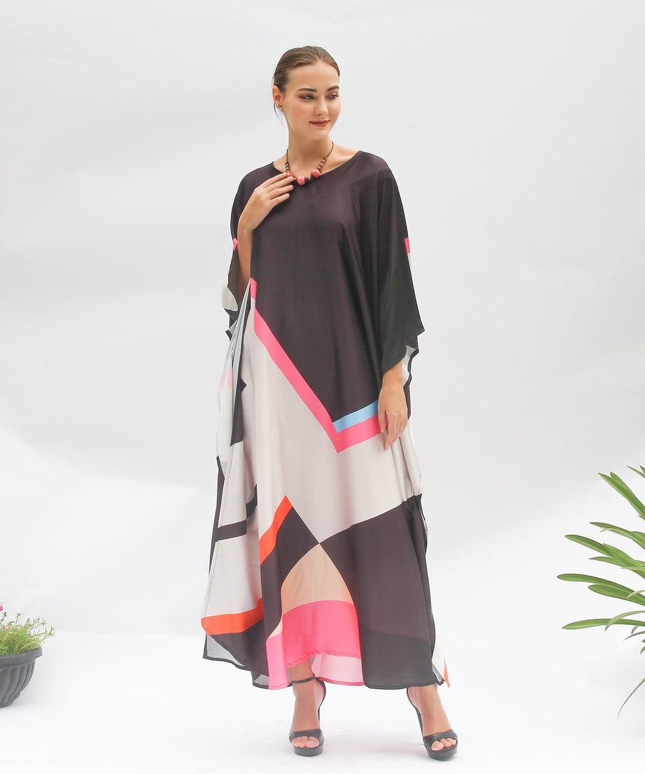 Luxury Soft Satin Slik Kaftan, Casual Wear Caftan For Women's
