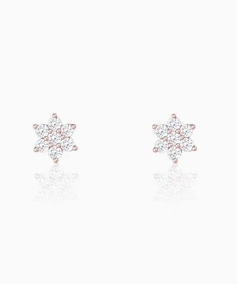 Rose Gold Shining Flower Studs