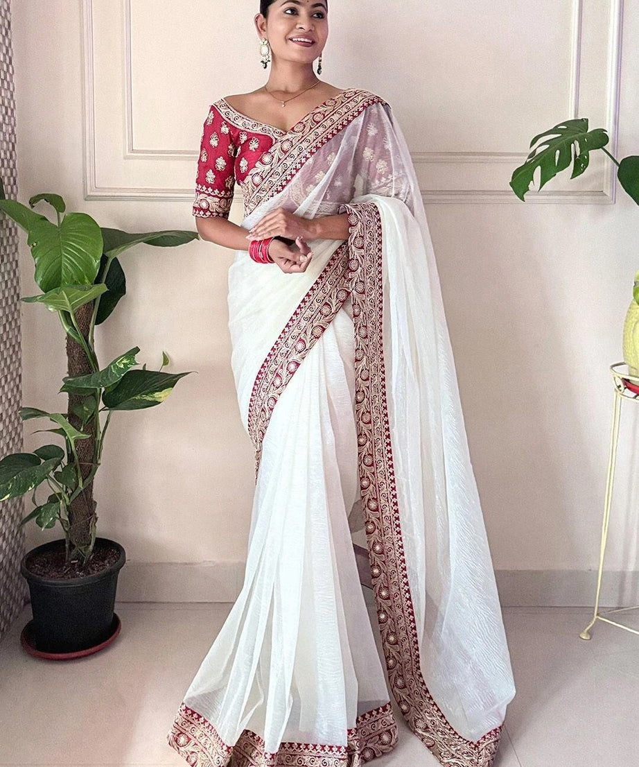 Banarasi Crush Saree, Jari Weave Crush With Sequence Work Sari & Blouse