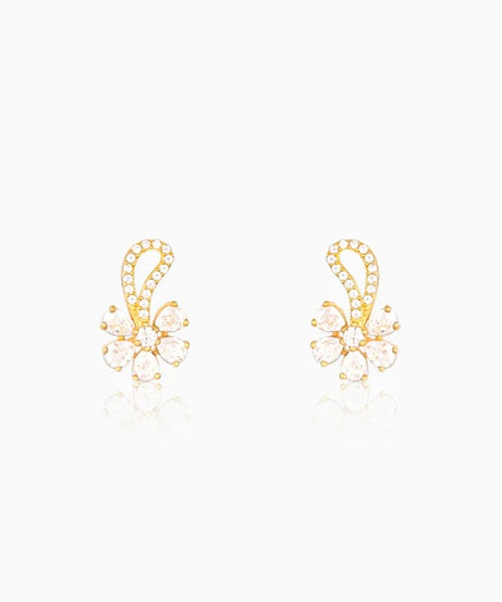 Golden White Floral Damsel Earrings