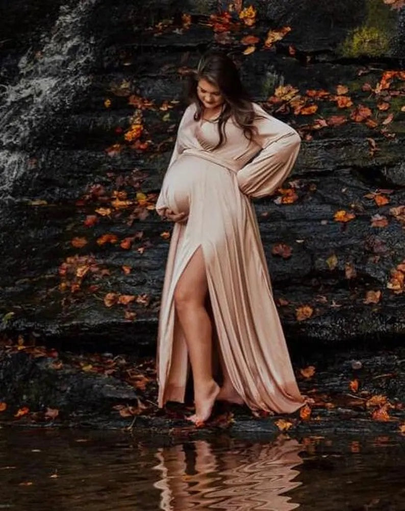 Blush Beige Pregnancy Dress Maternity Dress For Baby Shower