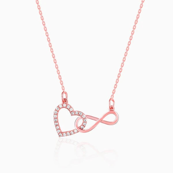 Rose Gold Sparkling Infinity Pendant with Link Chain