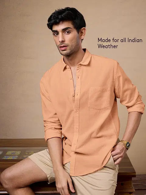 Cotton Linen Peach Shirts