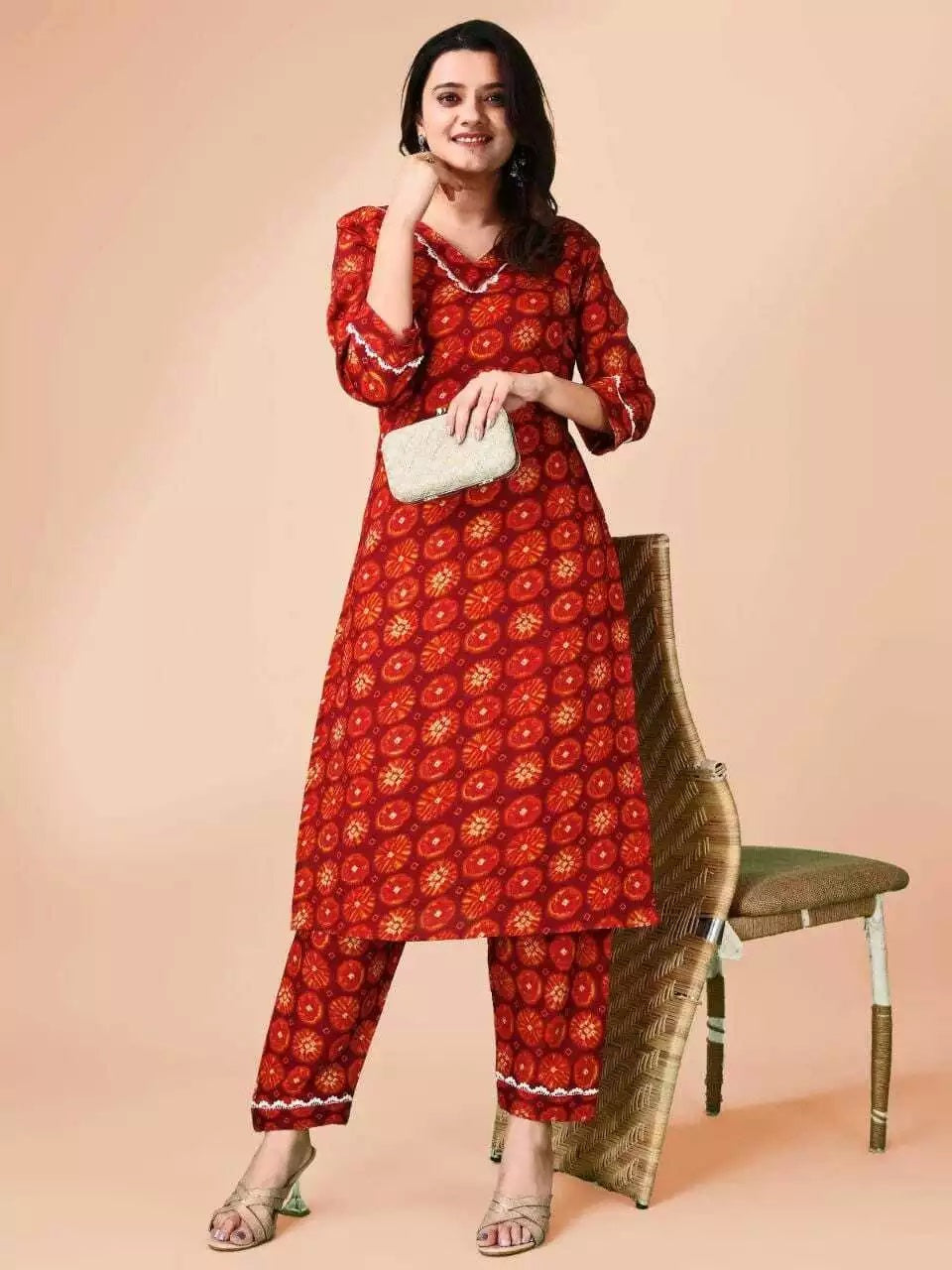 Fancy Full Stitched Delta Silk & Printed Work Top Bottom
