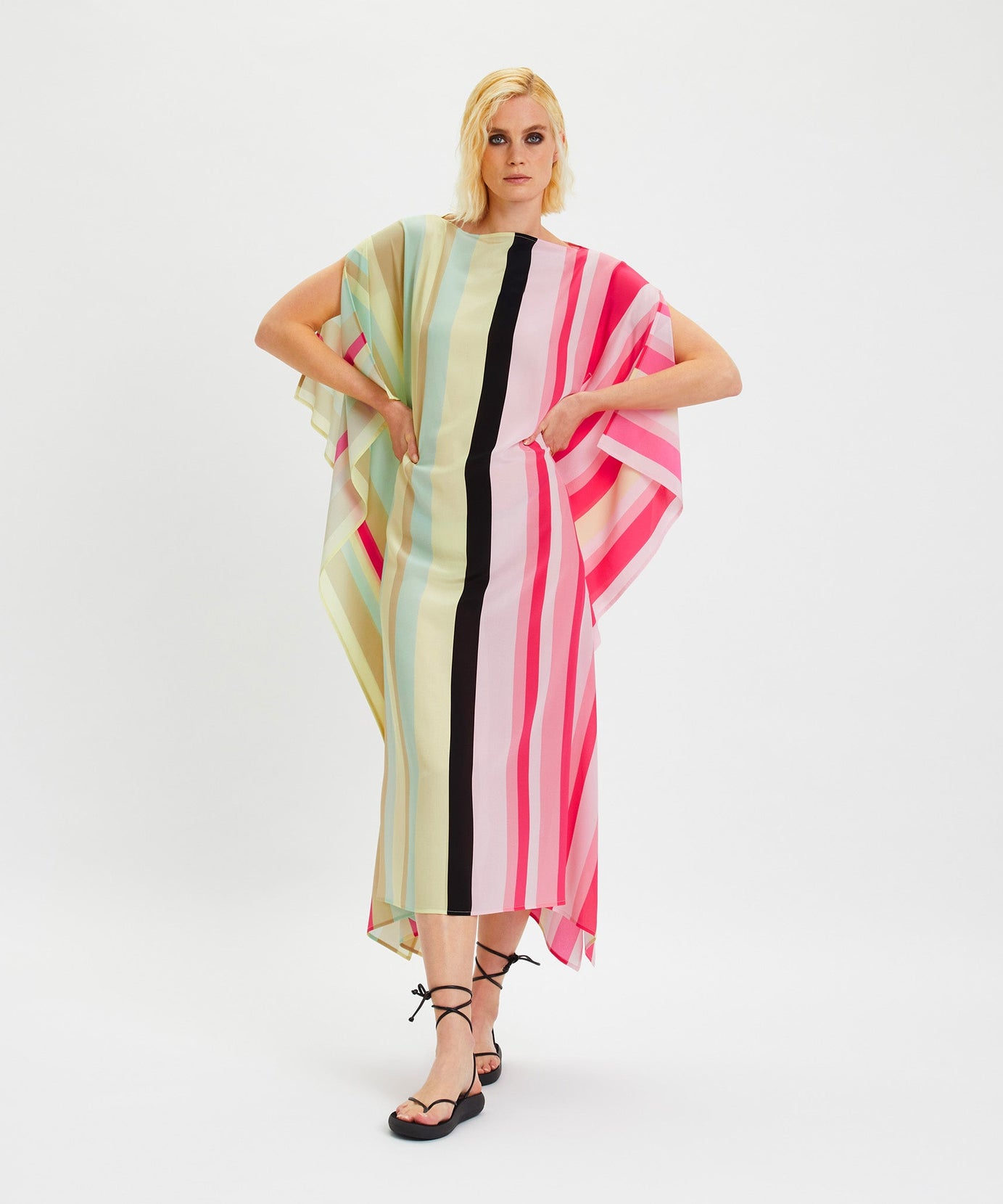 Lightweight Silk Crepe Kaftan Dress - Flowy and Stylish Caftan For Women's