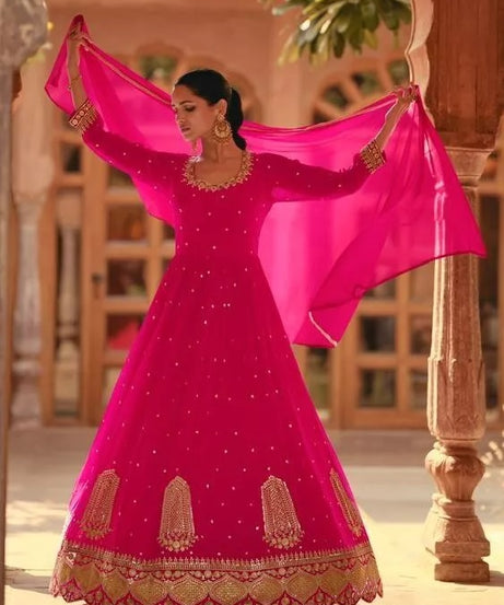 Heavy Faux Georgette New Designer Bollywood Top Bottom & Dupatta