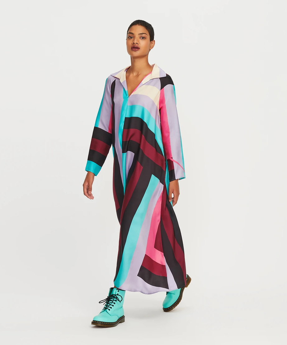 Elegant French Crepe Kaftan, Flowy and Versatile Lounge Wear Caftan for Women's