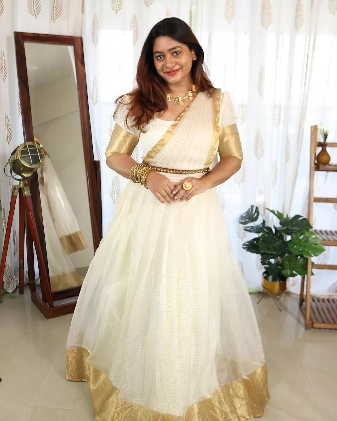 Organza Weaving Chex Lehenga Blouse Dupatta
