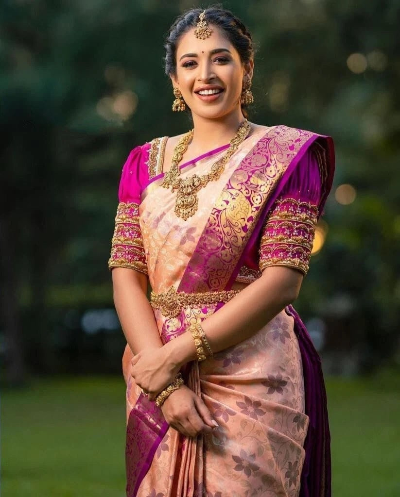Women's Bollywood Wedding Wear Banarasi Soft Silk Exclusive Saree & Blouse
