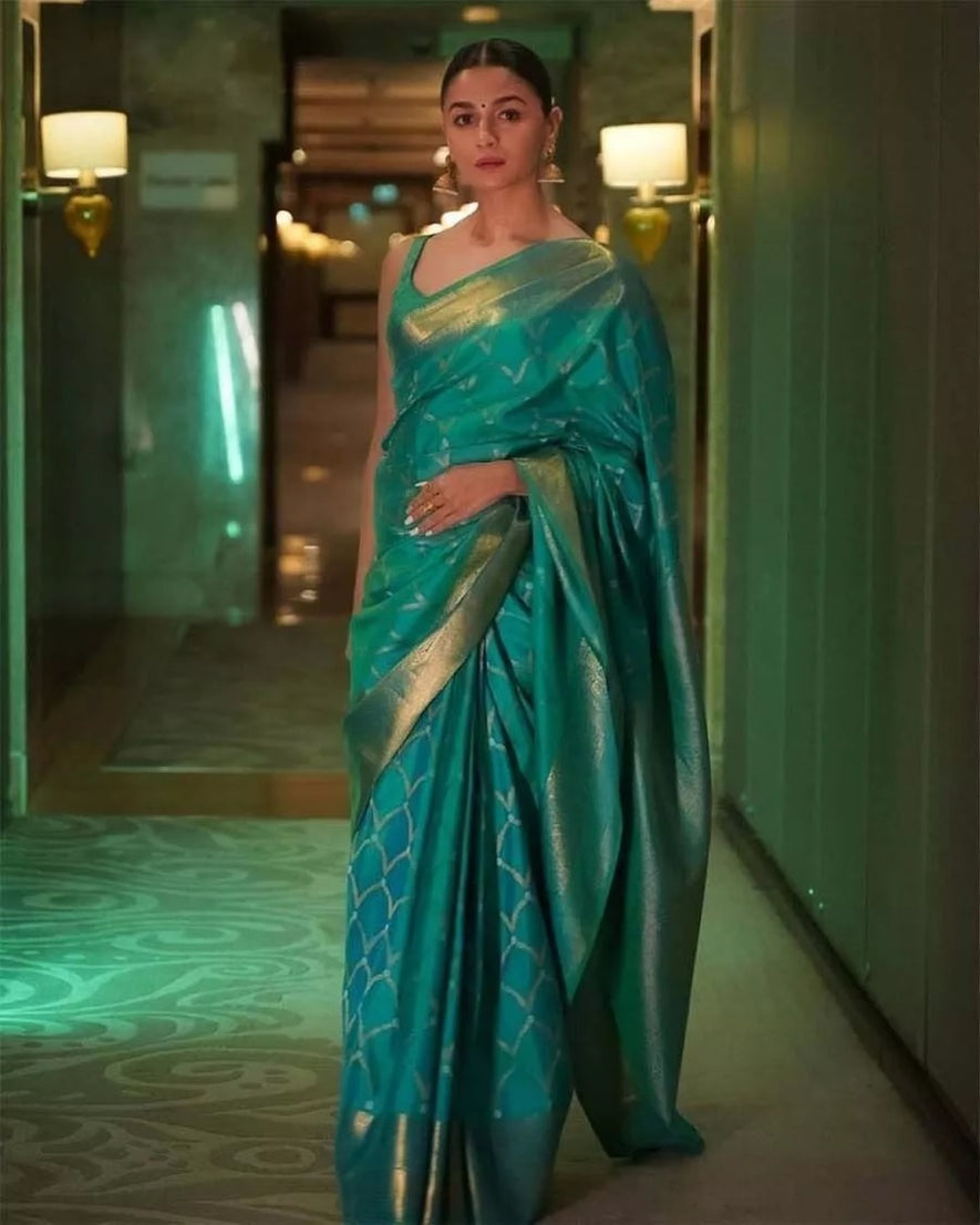 Soft Lichi Silk Party Wear Sari & Blouse