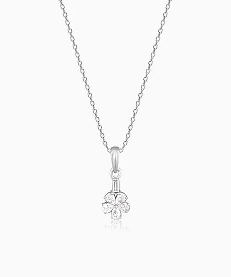 Silver Enchanted Floral Pendant With Link Chain