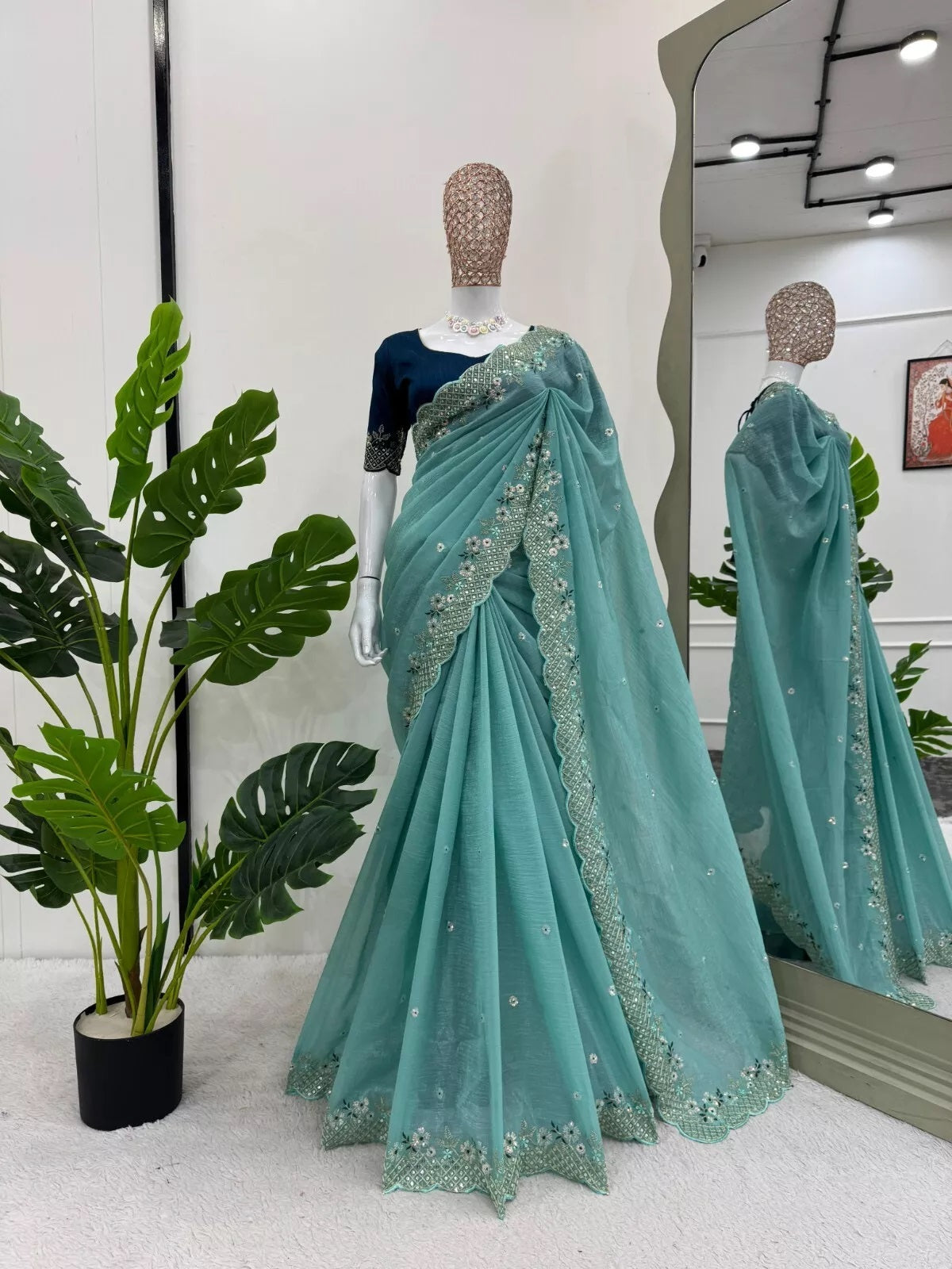 Party Wedding Wear Stylish Crunchy Silk Saree,Traditional Festival Sari