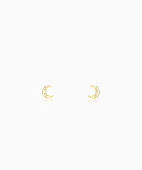 Golden Crescent Zircon Tiny Earrings