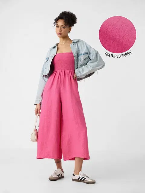Textured Jumpsuit Fuchsia Women Jumpsuit