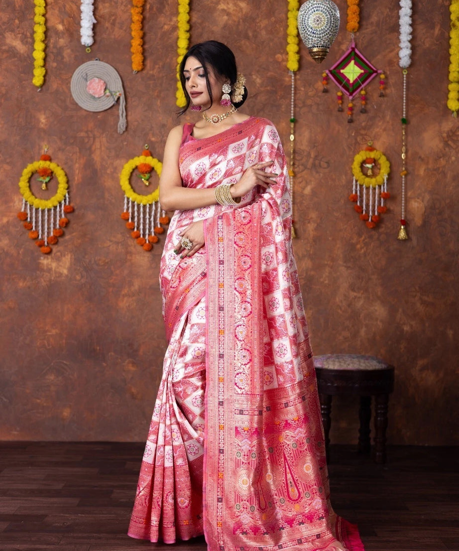 Premium Patola Silk Saree Wedding Traditional Wear Sari With Blouse
