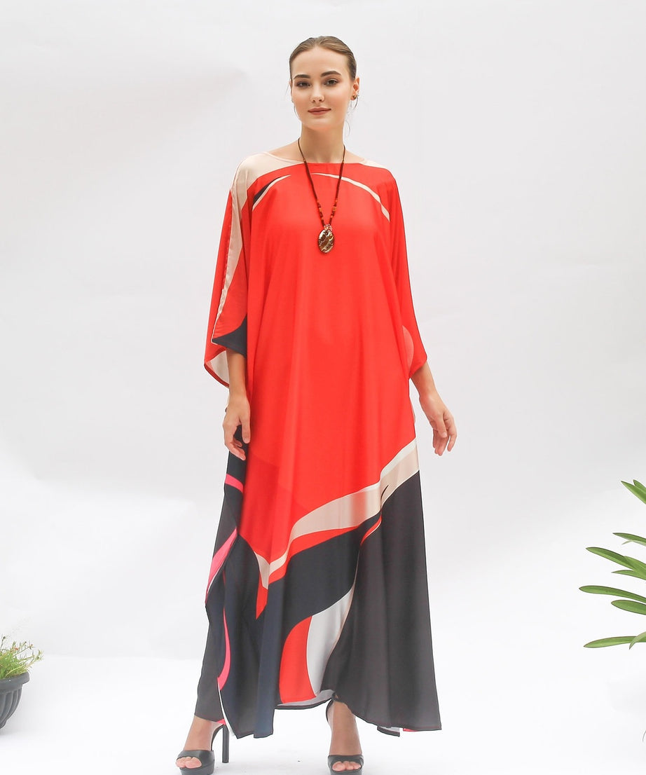 Soft Satin Silk Kaftan - Luxurious and Lightweight Lounge Women's Dress