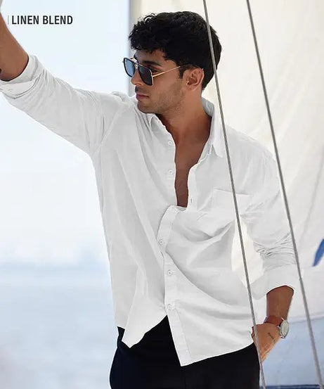 Cotton Linen Pearl White Shirts