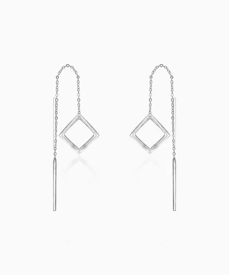 Oxidised Silver Square Danglers