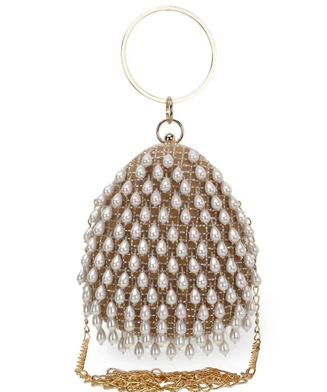 Dangle Velvet Pearl Embellished Clutch