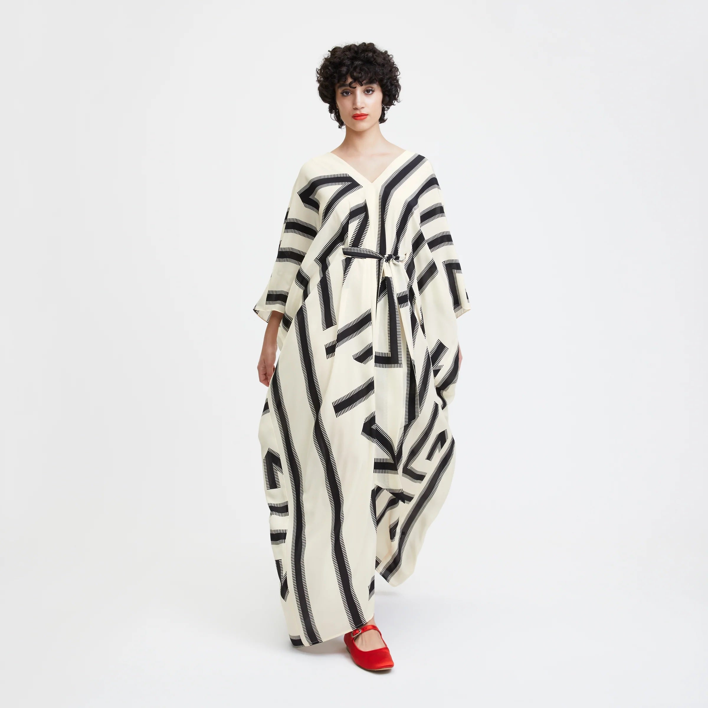 French Moss Cotton Kaftan - Relaxed Fit Evening Wear Caftan For Women's