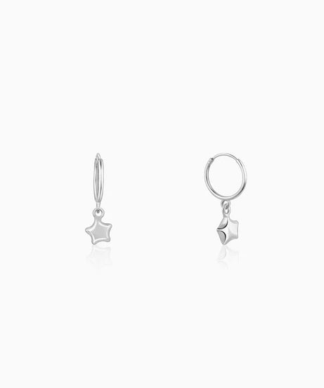 Silver Mini Star Hoop Earrings