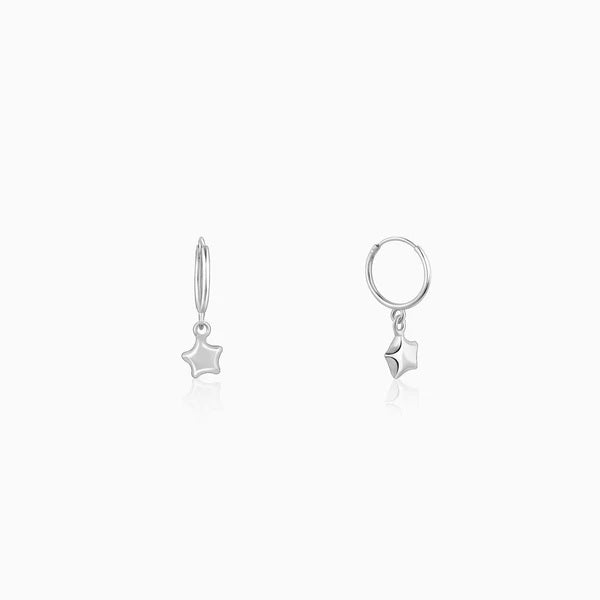 Silver Mini Star Hoop Earrings