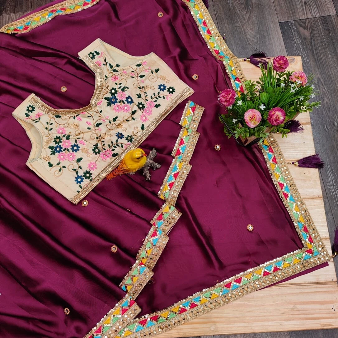 Rangoli Silk Embroidery Work,Designer Party Wear Saree & Blouse 11-RV