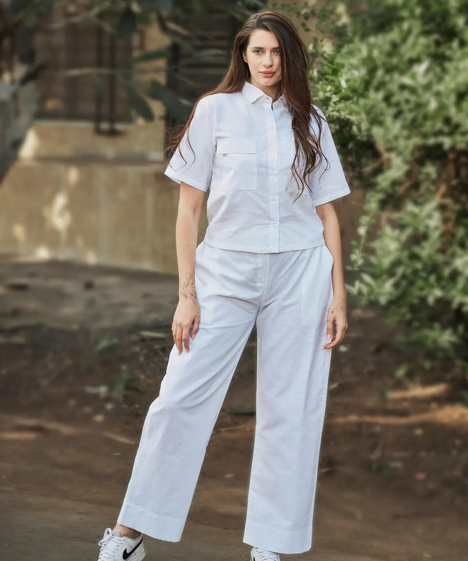 Linen Women Shirt Pant Set