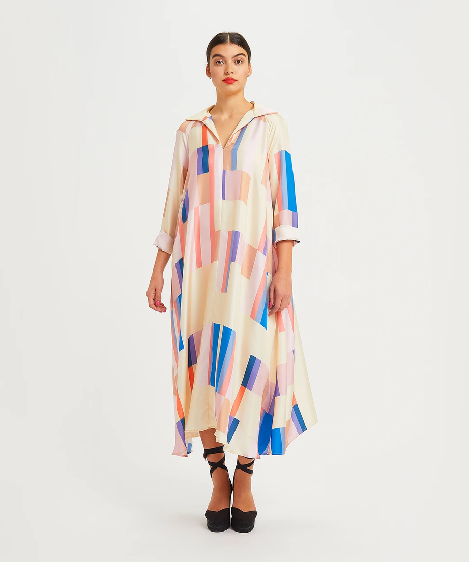 French Crepe Kaftan - Elegant Maxi Dress for Women's