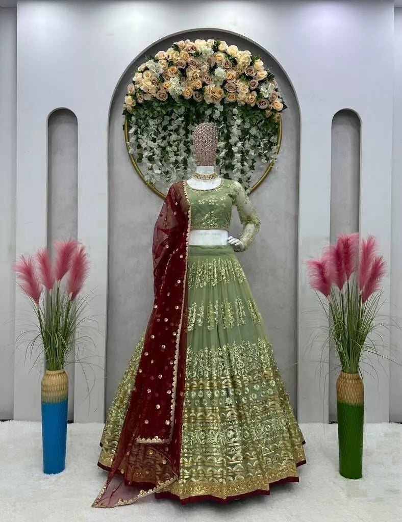 Indian Wedding Ethnic Net With Sequence Work  Lehenga Choli  & Blouse